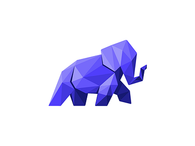 Elephant animal blue chiseled elephant geometric logo polygon