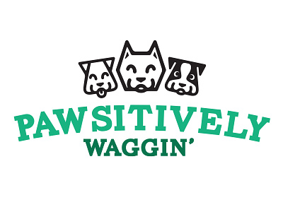 Pawsitively Waggin' dog icon logo puppy