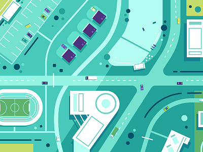 City traffic from above car carsharing city flat startup studio vector