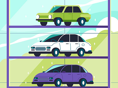 Take your pick animation car car elevator cars elevator flat illustration reach studio vector