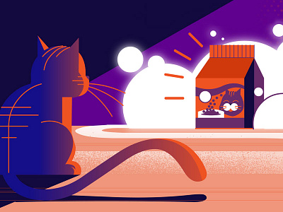 Feline Food Focus 2d ahlstrom art cat catfood cel animation design food illustration orange purple traditional animation