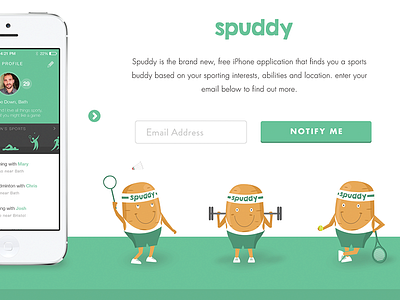 Spuddy Website app iphone profile signup sports spuddy website