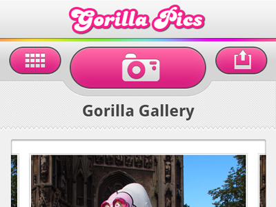 Wow Gorillas Android App android app button camera gallery image iphone