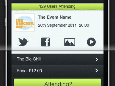 Event Detail iPhone App app button event icons interface iphone mobile social ui