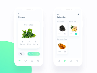 First Tea app application clean green ios iphone x minimal tea white