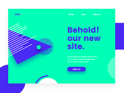 Cram - home website blue clean constructivism forms green minimal poppins shapes ui website