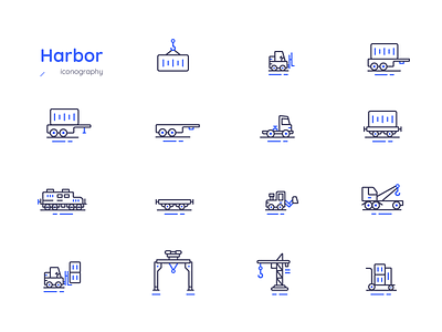 / Intrmodl / Yard iconography blue harbor iconography illustrations vector