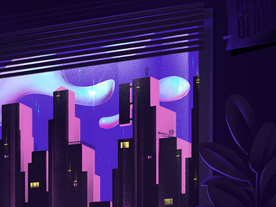 Stay Home apartment blocks city clouds corona cover dribbble hello hellodribbble home house illustration ozoyo pink purple stay home stayhome window