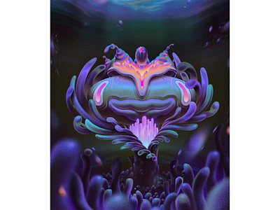 Mother of Corals blue character concept coral coral reef creature deep dribbble hello hellodribbble illustration illustrator pink purple submarine