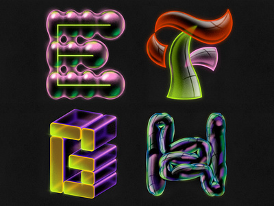 Letters E, F, G, H for 36 Days of Type 2021 36daysoftype baumai branding custom design designinspiration eyeondesign illustration inspiration lettering light neon neon light texture type
