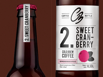 #2 sweet cranberry branding cafe cold brew coffee drink label design letteing logo minimal packaging poland shop specialty