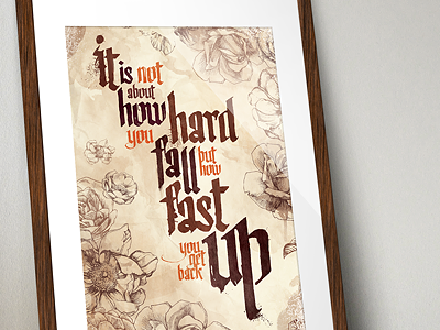 It's not about how hard you fall - Mockup design poster print typographic upskydown