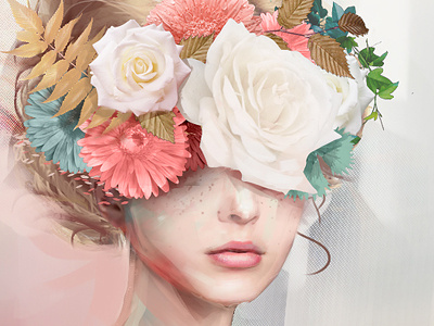 Flower Face - Work in Progress digital painting flower illustration painting
