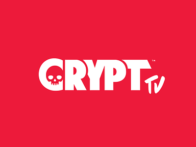 Crypt TV - Rebranding crypt eliroth font horror logo red skull startup