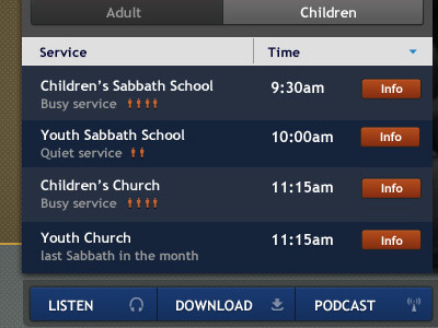 Church Services Timetable