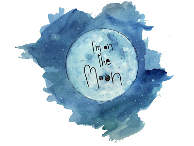 I'm on the Moon doodle moon painting type typography watercolour