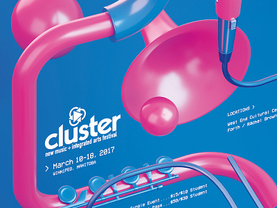 Cluster New Music + Integrated Arts 3d design illustration music poster render