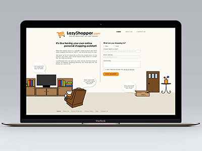 LazyShopper Website Design brown cartoon matte orange shop web design website design