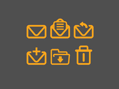 UI Icons folder gray icons mail minimalist modern trash yellow