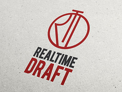 RealTime Draft Logo basketball branding combination mark gray letterform logo logo design minimalist nba red