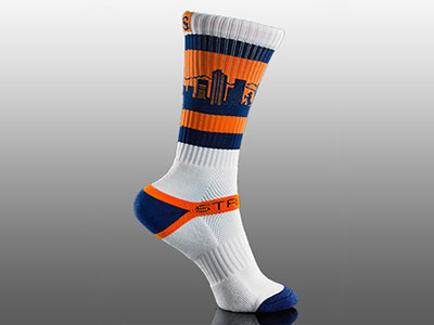 Strideline Denver apparel blue colorado crew sock denver denver colorado navy orange silhouette skyline white