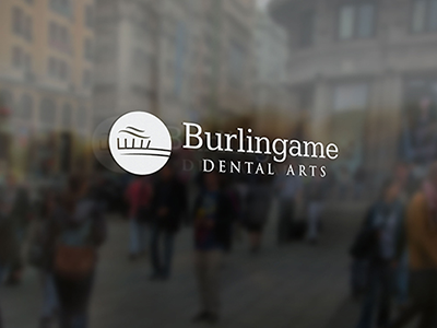 Burlingame Dental Arts Logo branding dentist logo logo design toothbrush toothpaste white