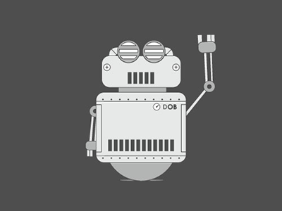 Designobot bolts cartoon graphic design gray mascot robot