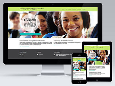 Alabama Speech & Debate Website gray green mobile web design web development website design white