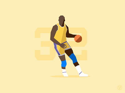 Magic #32 basketball illustration lakers magic johnson nba