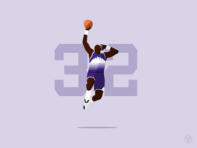 The Mailman #32 basketball illustration karl malone nba the mailman utah jazz