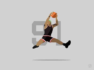 The Worm #91 basketball chicago bulls dennis rodman illustration nba