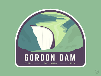 Tasmania Patch - Gordon Dam dam illustrator nature patch tasmania