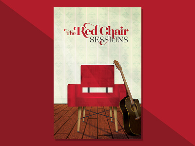 Red Chair Sessions Poster chair digital art guitar illustration music poster shadows