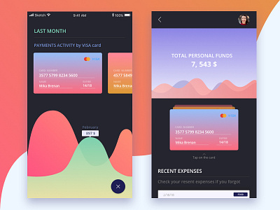 Card app mobile mobile app card simple ui design color ios credit