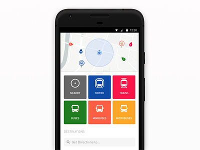 Welcome Home android cards destinations home map mobile mobility navigation route search transport ui