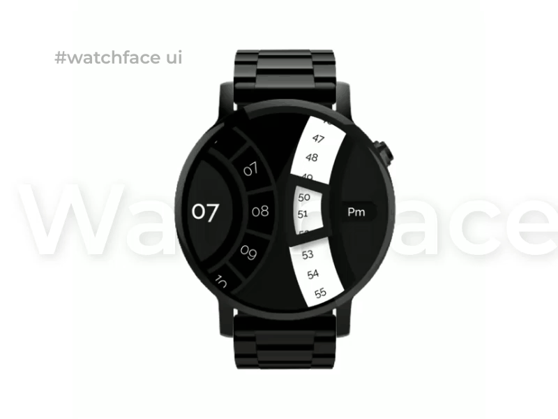 Watch Face Animation android wear animation black design interaction minimal ui watch face watch ui