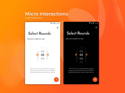 Select Rounds - Micro Interactions Design black design interaction micro interaction orange ui white