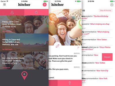 Hitcher - Social App & Platform branding design ux