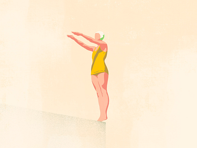 Before the plunge character diver editorial figure illustration procreate swim texture
