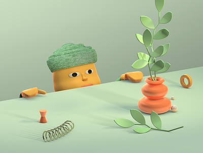 Plant lover 3d branding c4d character cinema 4d cinema4d editorial illustration leaves plant render spring