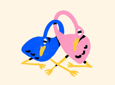 Lovers bird branding character editorial illustration lovers procreate swan texture