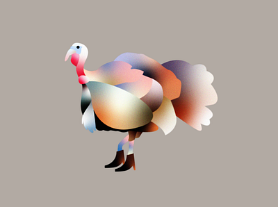 Party Turkey bird boots branding editorial gradient illustration texture thanksgiving turkey vector