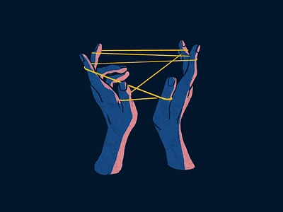 Cat's cradle branding drawn editorial hand hands illustration lighting line organic procreate string texture