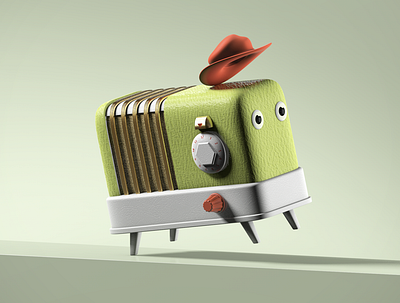 Rodeo Radio 3d branding c4d cinema 4d cowboy editorial illustration radio render texture