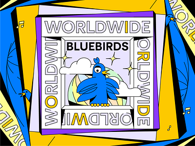 Bluebirds Worldwide illustration bird bluebird branding editorial graphic illustration line super worldwide