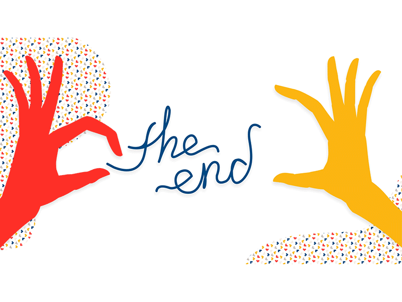 The End after effects animation hands strings the end