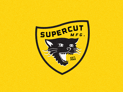 Supercut Sabrecat badge brand branding cat cut logo retro spokane super vintage