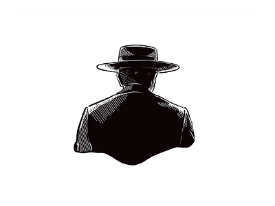 Man in black black character hat illustration inktober man portrait procreate spokane