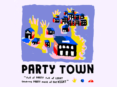 Party Town brush editorial house illustration illustrative minimal party poster procreate texture town