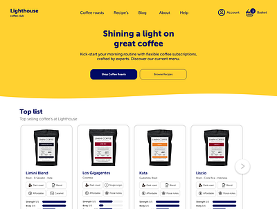 Lighthouse coffee club concept coffee ecommerce ui web